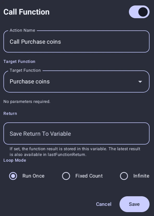 Function configured