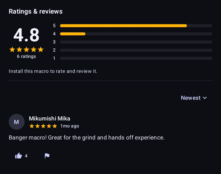 The Ratings and reviews section of a listing