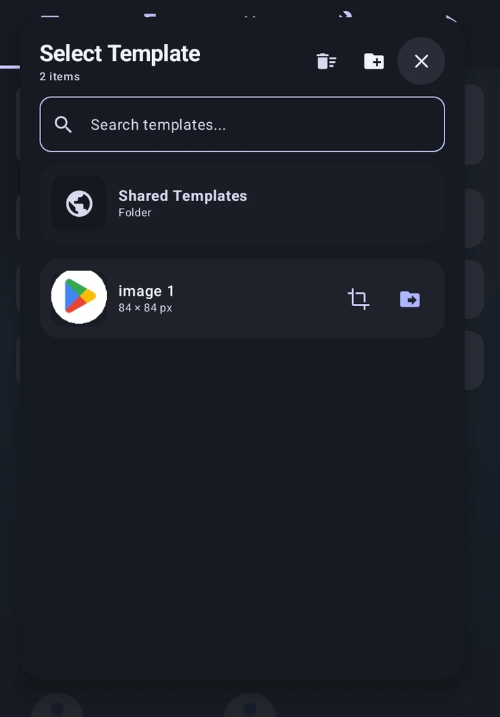 The Template Manager showing Shared Templates and the current macro templates
